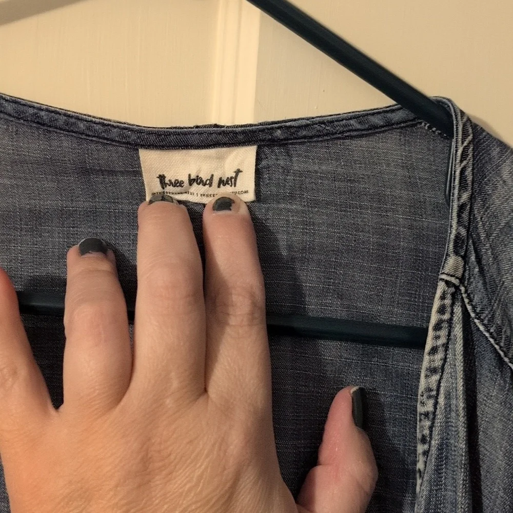 Blue Ruffled Open-Front Cardigan - Picture 2 of 3